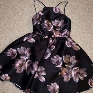 Black Floral Mini Dress Size S